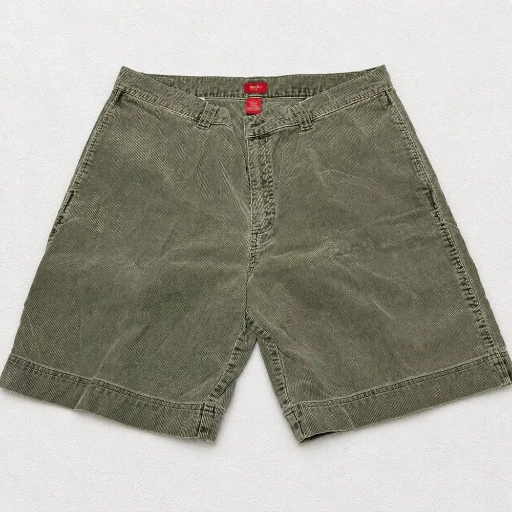 Vintage Mossimo Corduroy Shorts Mens 38 Olive Green Casual Classic EUC Vtg